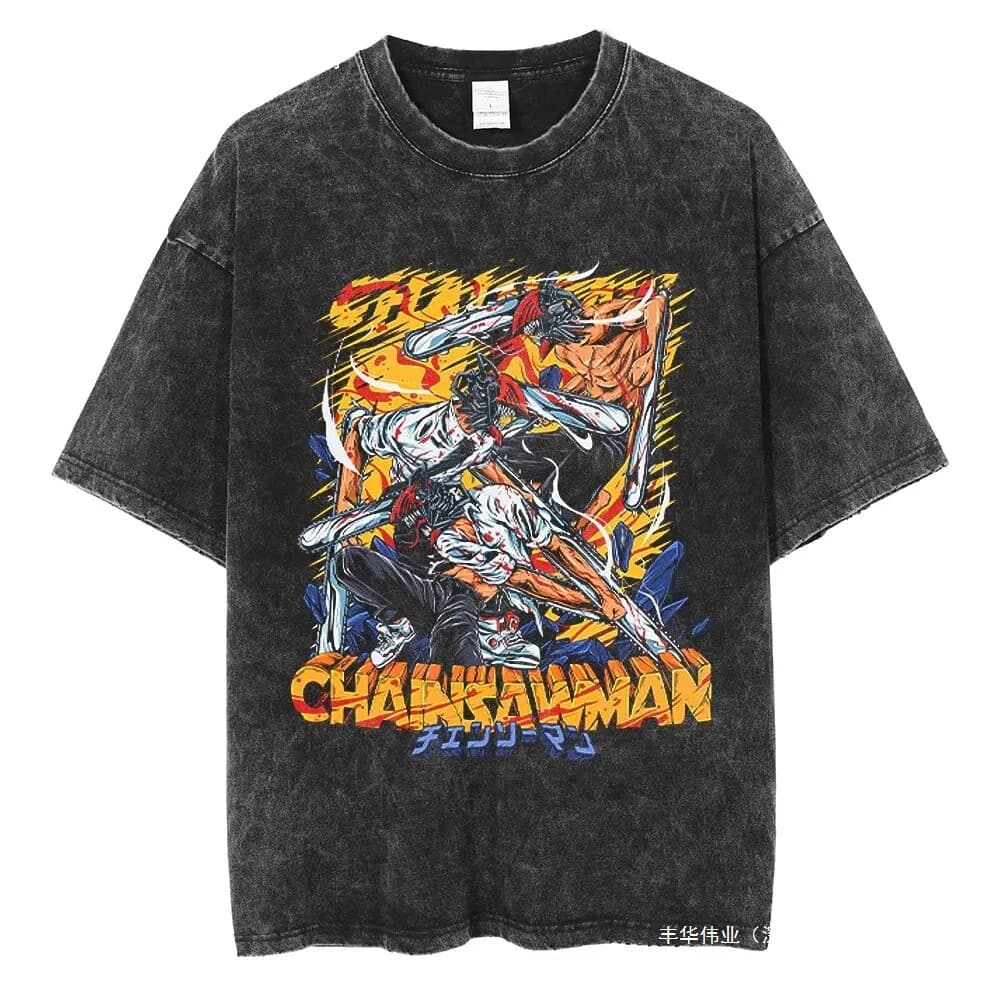 2025 Chainsaw Man Cute Makima T-Shirt Anime Shirt Retro Men's T-Shirt Pure Cotton Casual Sport Harajuku Summer
