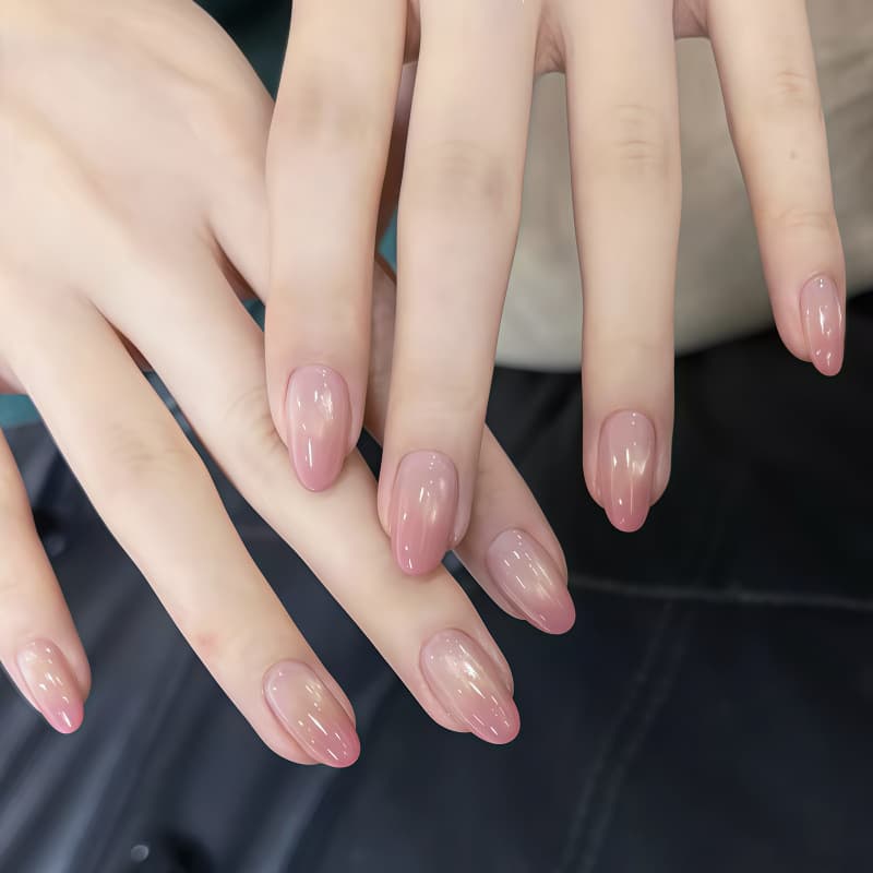 [Ice Skin Jade Fingers] Sheer Nude Pink Blush Gradient Cat Eye Gentle Daily Simple Handmade Wearable Nail Wraps