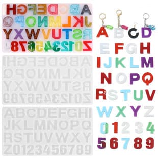 Crystal epoxy 26 English letter and number mold DIY mirror resin pendant decoration silicone mold