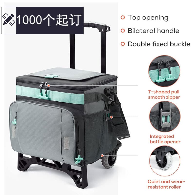 OEM Custom Trolley Cooler Bag Wheeled Insulated Box Thickened Waterproof Picnic Bag Trolley Refrigerated Insulated Box Wholesale