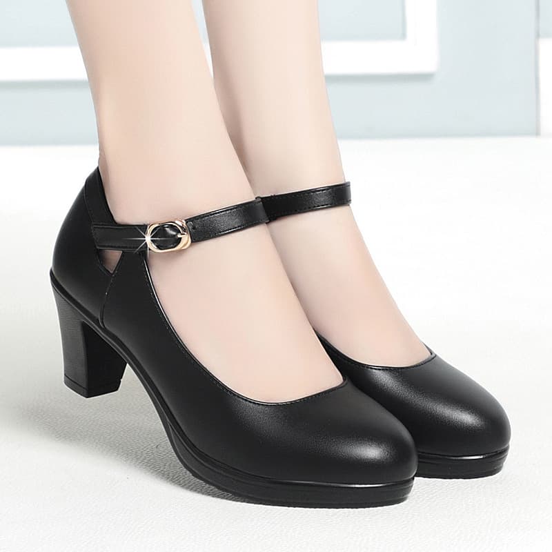 Elegant Women's Chinese Dress T-stage Show Shoes High Heels Thick Bottom Waterproof Platform Coarse Heel Single Shoes