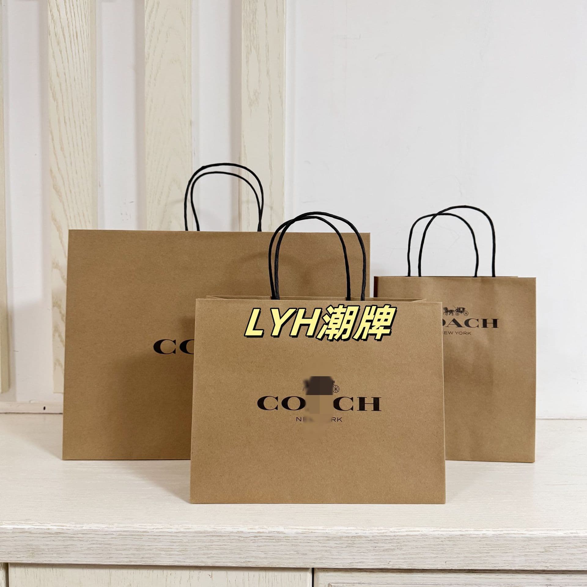 Coach Paper Gift Bag, Outlet Authentic Shopping Bag, COAC Gift Box Packaging Bag, Wholesale Handbag