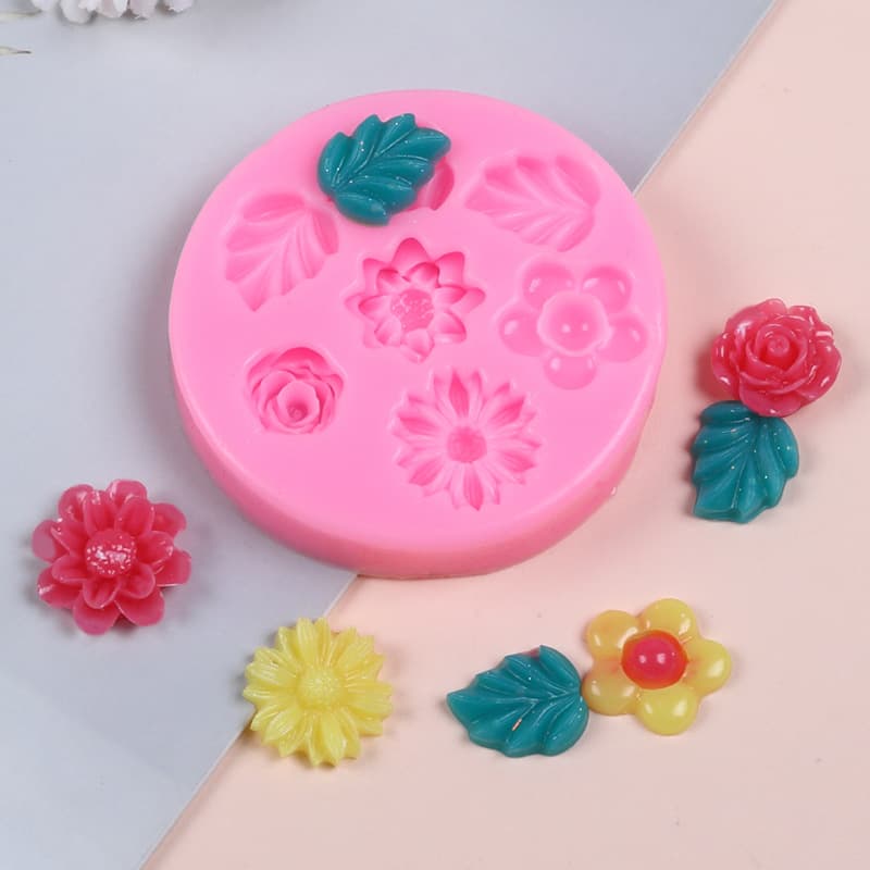 Rose Flower, Daisy, Butterfly Silicone Mold, Sunflower Leaf Fondant Chocolate Cake Border Decoration Mold
