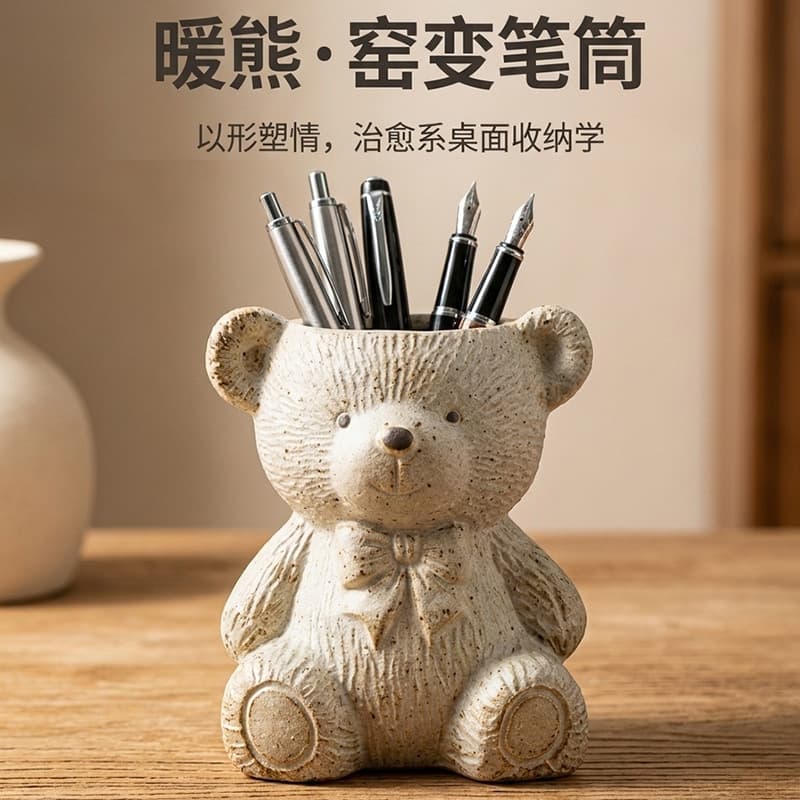 Creative Pen Holder Stationery Fashion Round Customizable Ceramic Pencil Cup Makeup Brush Holder Premium Ballpoint Pen Pencil Multi-functional