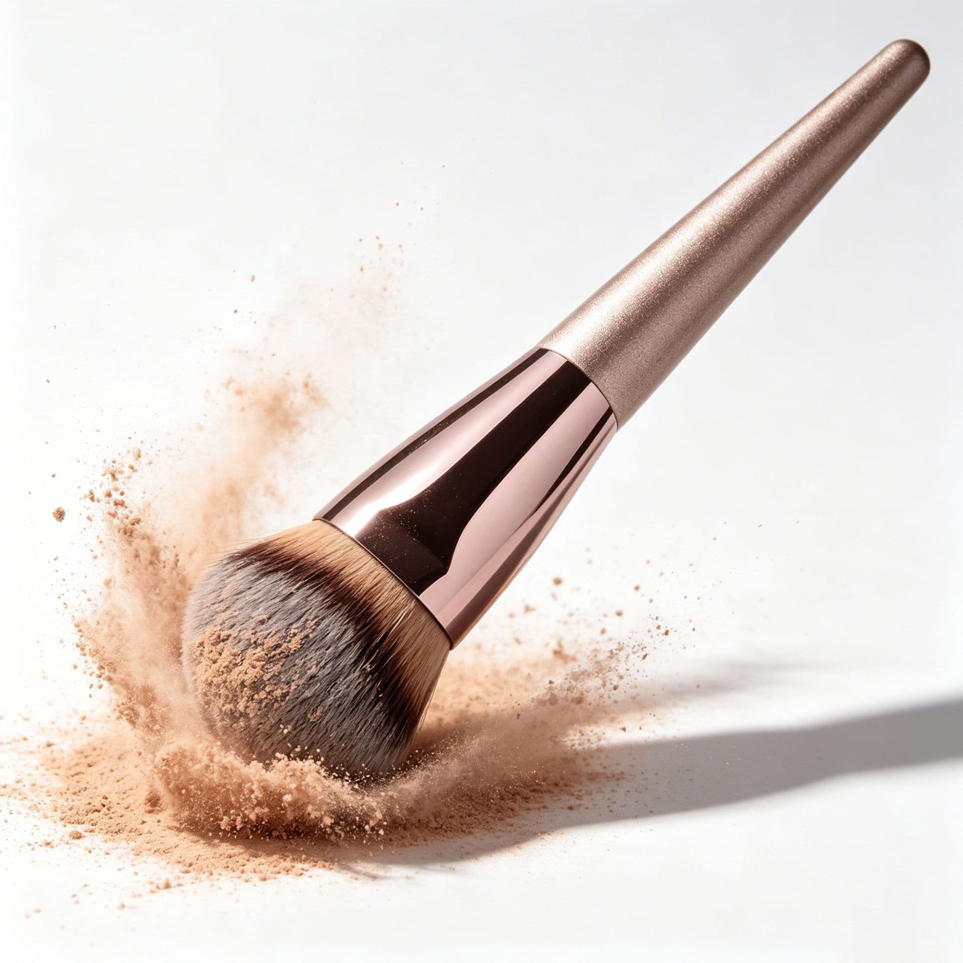 Single Champagne Gold Angled Foundation Brush Blush Brush Powder Brush Single Champagne Foundation Brush Factory Direct