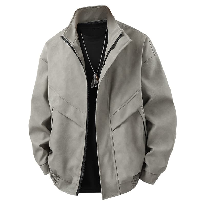 Cross-border American retro spring and autumn lapel leather jacket men's Maillard high-end jacket Hong Kong style leather jacket