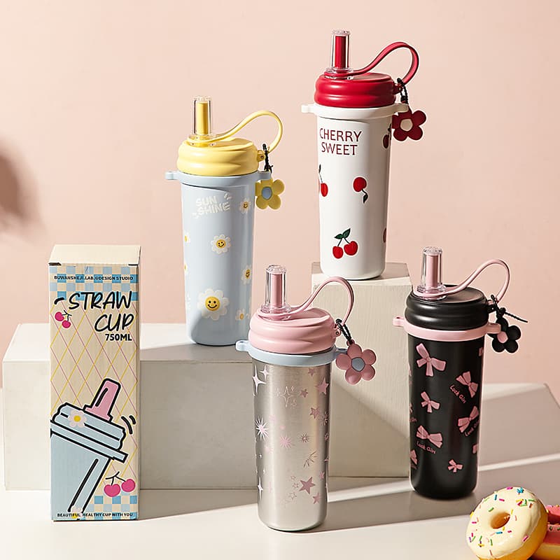 Modern Housewife Insulated Cup Women High Aesthetic Value Cold Proof Straw Cup 2025 New Water Cup Coffee Cup Home Goods