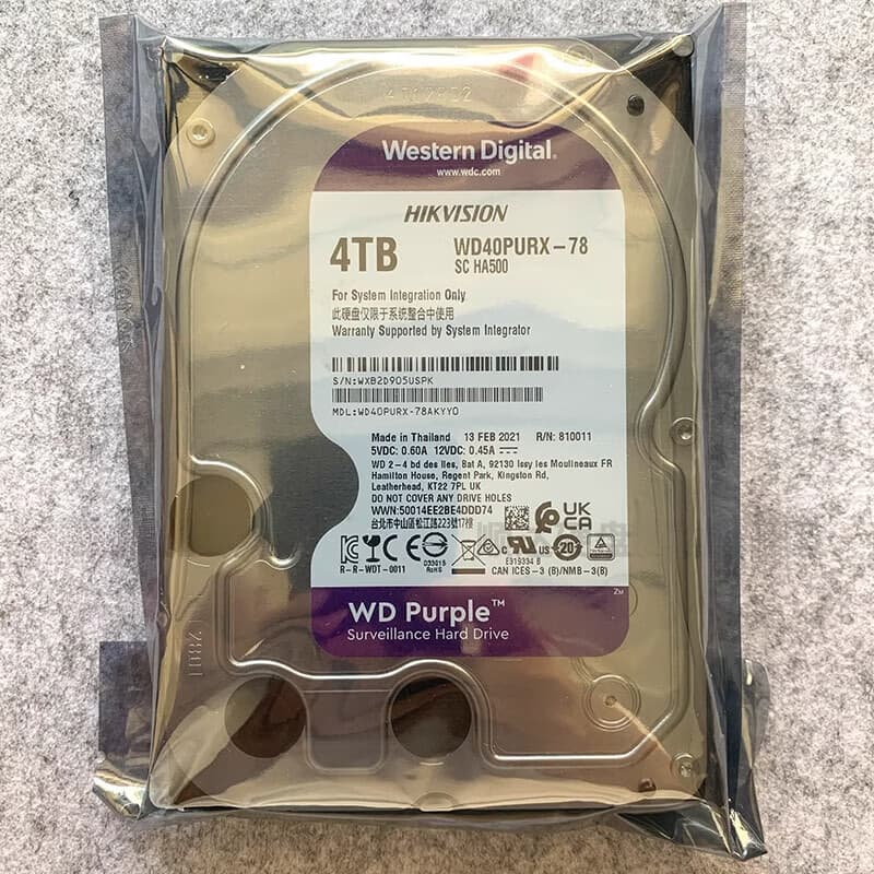New Western Digital Purple 4TB WD42PURU Hikvision DVR Surveillance Hard Drive NAS Storage CMR Vertical
