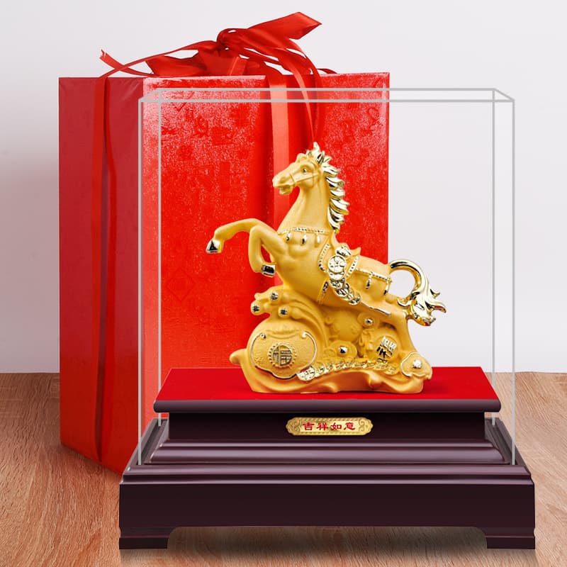 Golden horse ornaments to attract wealth and success, living room wine cabinet, handicrafts, office desktop decoration, housewarming insurance