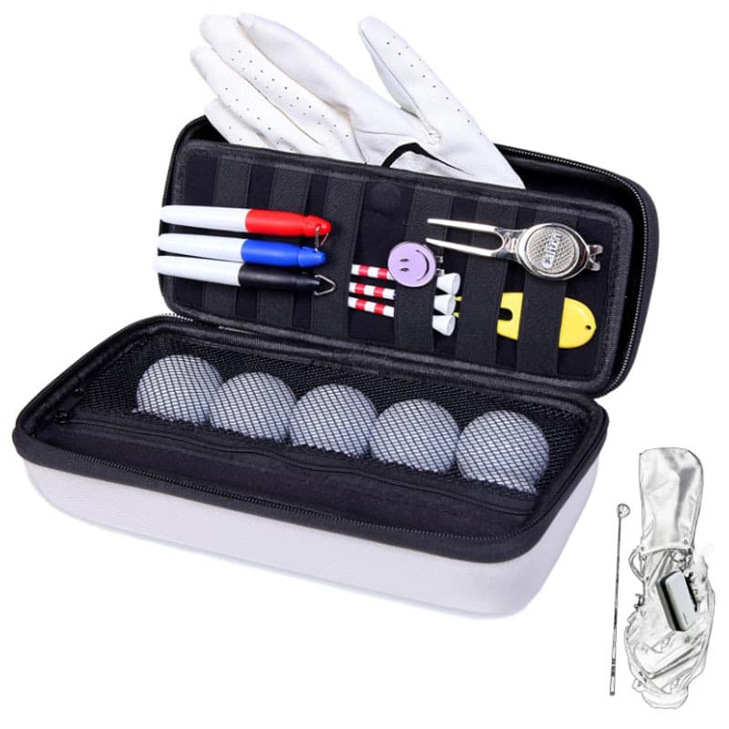 Can hold 10 golf accessories, removable golf glove shaper repair tool storage box