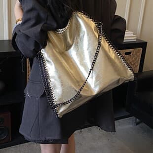 Cross-border Women's Bag Reflective New Niche Chain Bag Foldable Single Shoulder Bag Large Capacity Women Mirror Surface Handbag