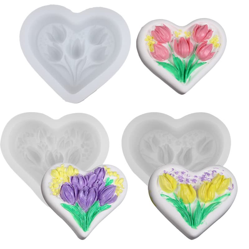 Tulip Bouquet Aromatherapy Plaster Mold Car Vent Candle Resin Plaster Diffuser Stone Flower Silicone Mold