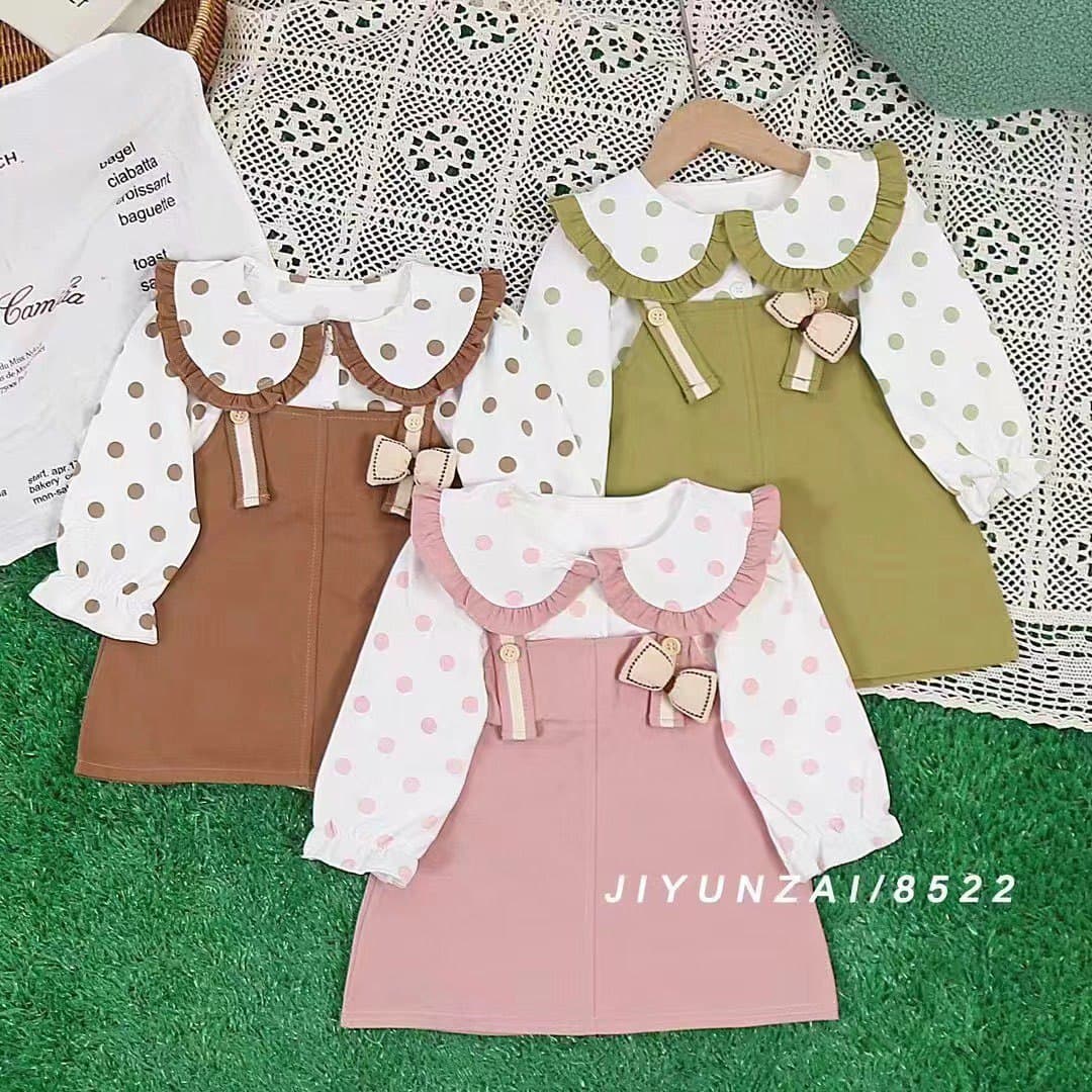 Girls Long Sleeve Dress Autumn Children's Fake Suspenders Skirt Spring Fall 1-2-3 Years Old Baby Princess Dress