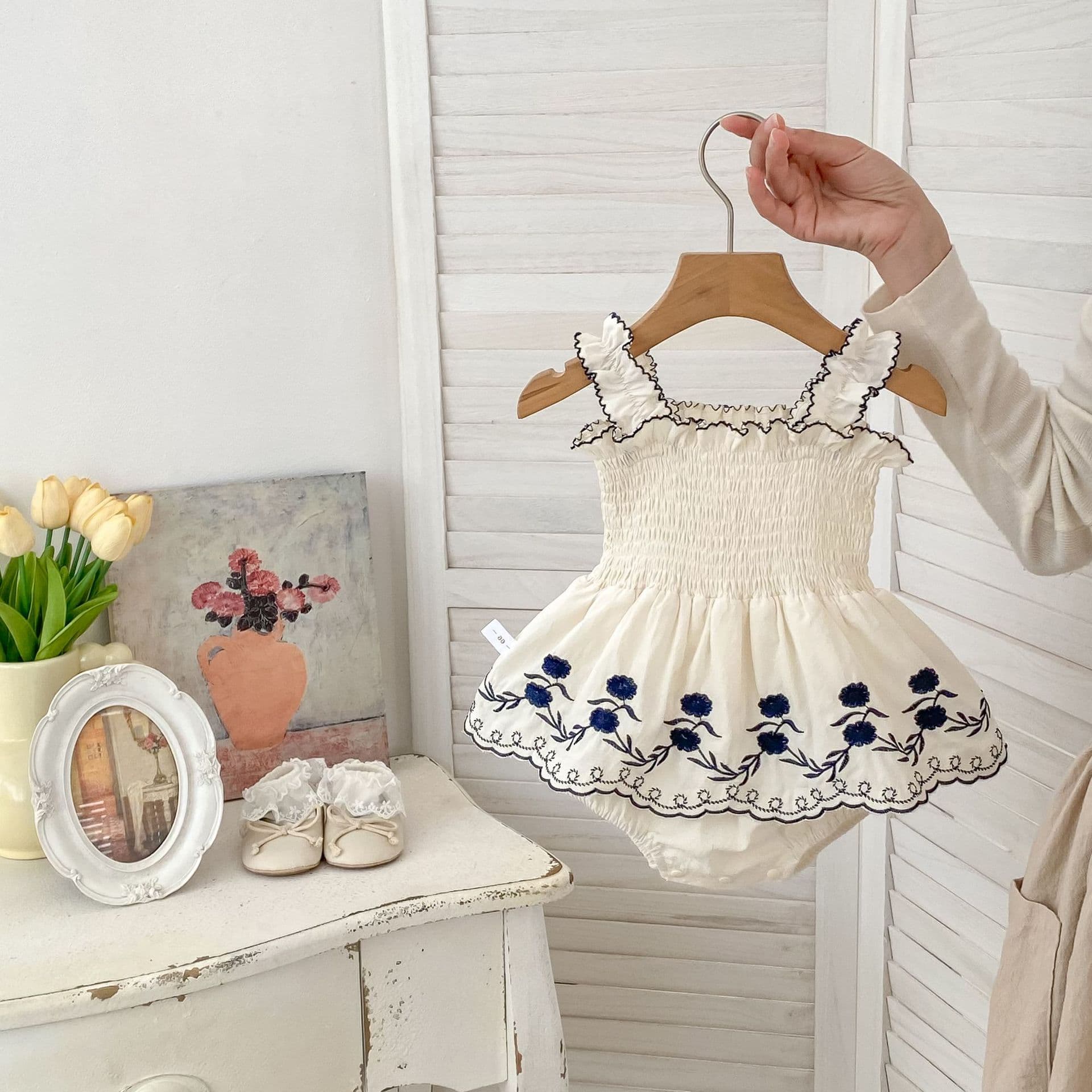 2026 new summer style baby girl's temperament forest suspender harem infant and toddler embroidered one-piece harem skirt