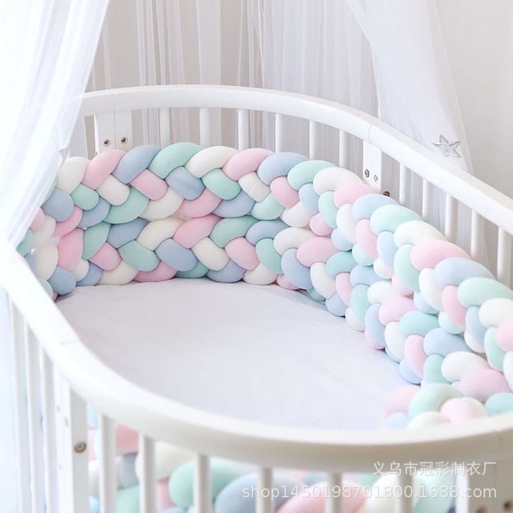 Ins Knitted Long Braided Knot Ball Bed Rail, Cushion Kont Ball Children's Bed Rail Strip