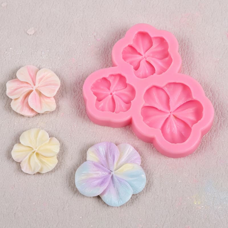 3-Connected Frangipani Silicone Mold Flower Chocolate Mold Silicone Cake Festival Decoration Silicone Mold