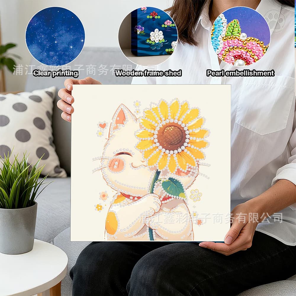 20CM New Handmade DIY Pearl Painting Kit with Materials, Multiple Styles for Living Room and Study Wall Decoration