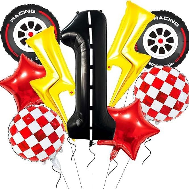 Amazon Racing Theme Decorative Tire Aluminum Mold Balloon Set Black and White Checkered Balloon Bundle Birthday Party Props