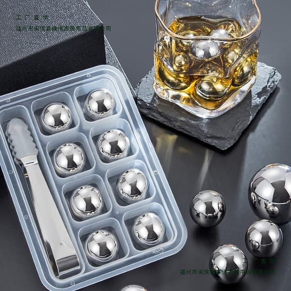 Food-Grade 304 Stainless Steel Spherical Ice Stones, Metal Ice Cube Molds for Home Use, Small Ice Balls
