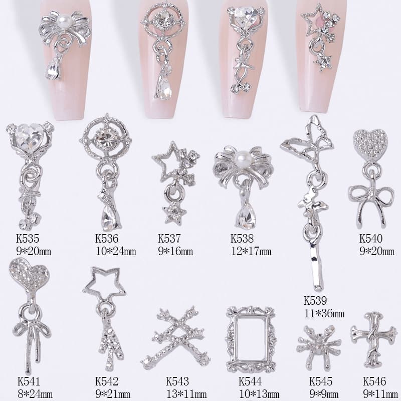 Explosive wearable nail accessories hot-selling light luxury white K series bow love DIY versatile material nail accessories