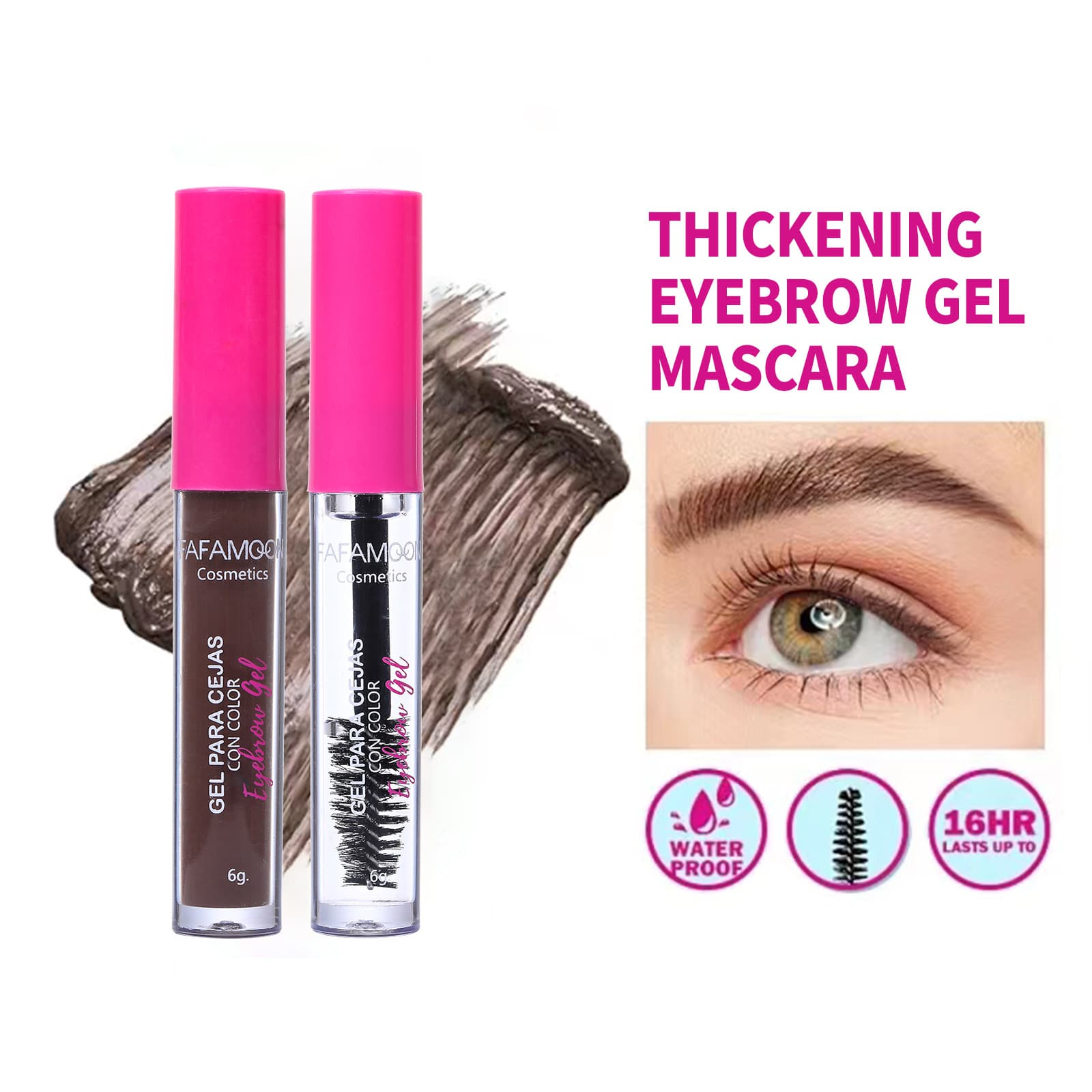 Long-Lasting Color Waterproof 4-Color Eyebrow Gel FAFAMOON Eyebrow Makeup Kit Easy to Apply for All Skin Types