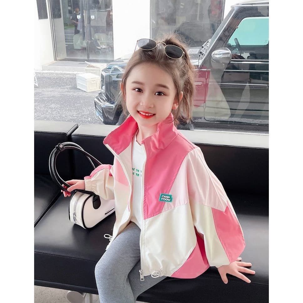 Girls' Jacket 2026 Spring Children's Windbreaker Spring/Fall Fashionable Baby Trendy Versatile Color-Block Stitching Outerwear