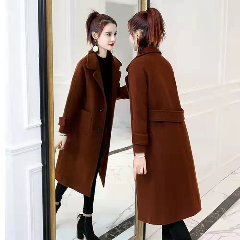 Woolen coat women's mid-length autumn and winter new style women's loose and slim woolen coat coat woolen coat