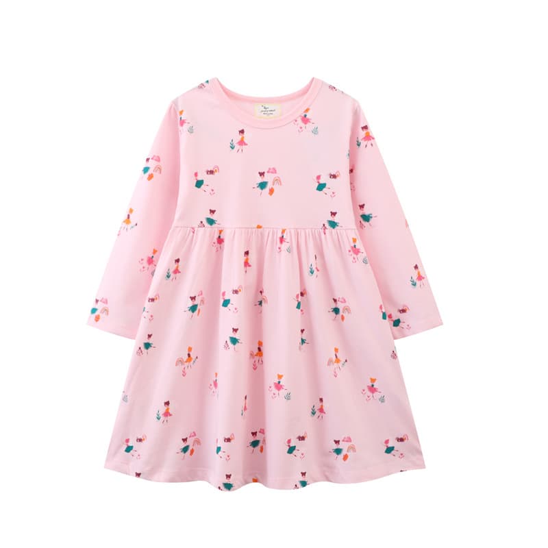 Princess Style Knitted Long Sleeve Dress for Girls Autumn Collection Fashionable Cotton Clothing for Younger Children