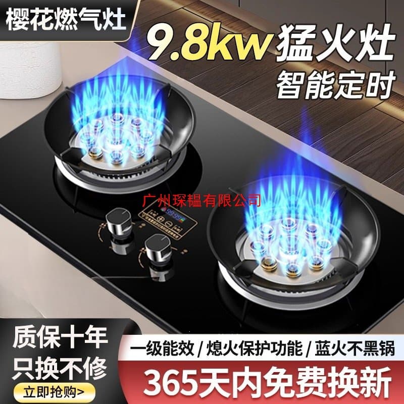New Model Gas Stove for Home Use, Dual-Burner Embedded Natural Gas Stove, Tabletop Liquefied Gas Stove, Energy-Saving High-Power Stove