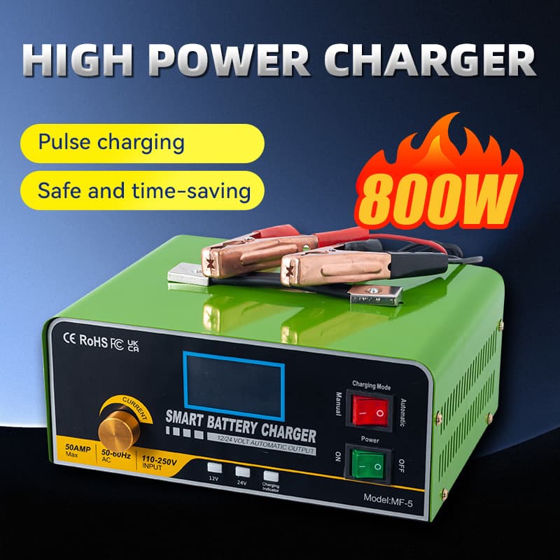 Factory direct car battery charger, smart battery charger, 12V/24V high-power charger, 800W