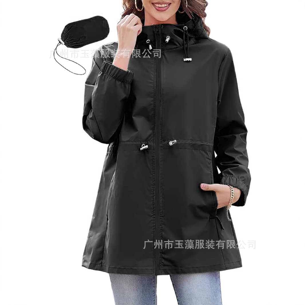 Women's Solid Color Long-Sleeve Trench Coat Casual Jacket Top