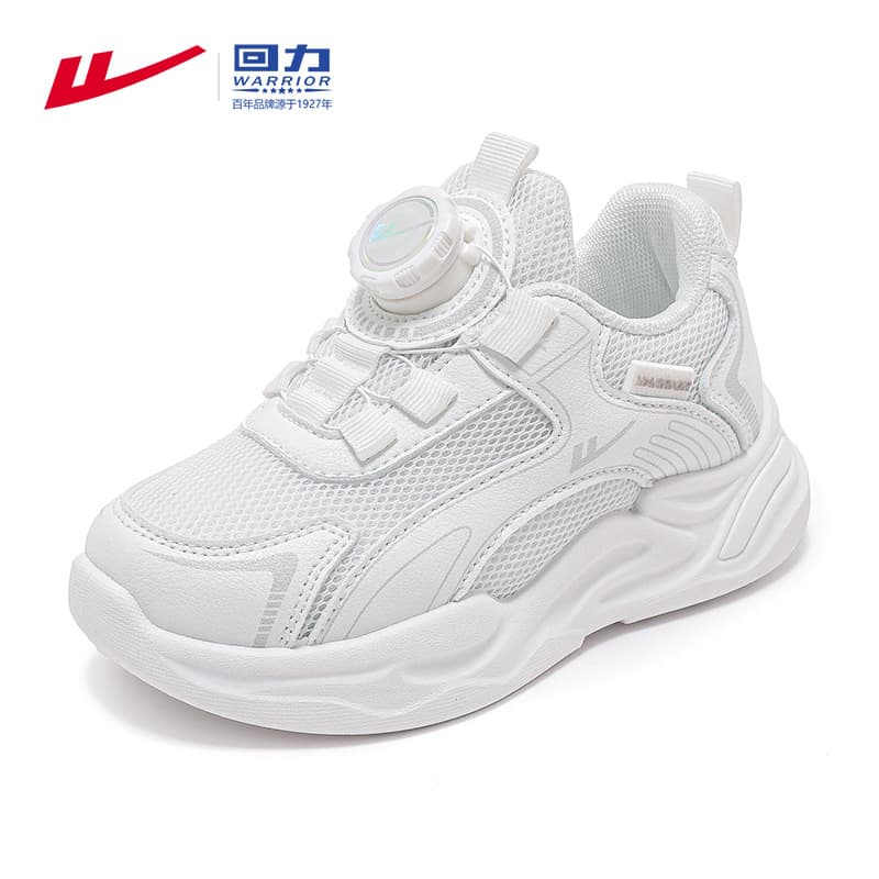 Warrior Kids White Athletic Shoes, Spring/Fall New Mesh Breathable Girls' Street Dance Shoes, Soft Sole Boys' Running Shoes