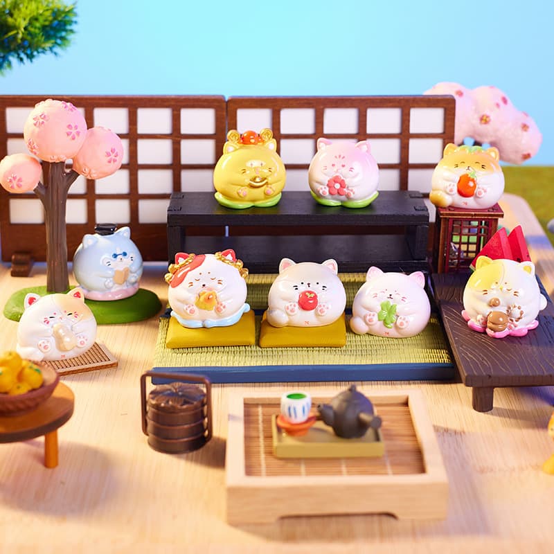 Creative Omamori Cat Star Particle Blind Bag Cute Mini Resin Figurine Desktop Decoration for Girls Blind Box