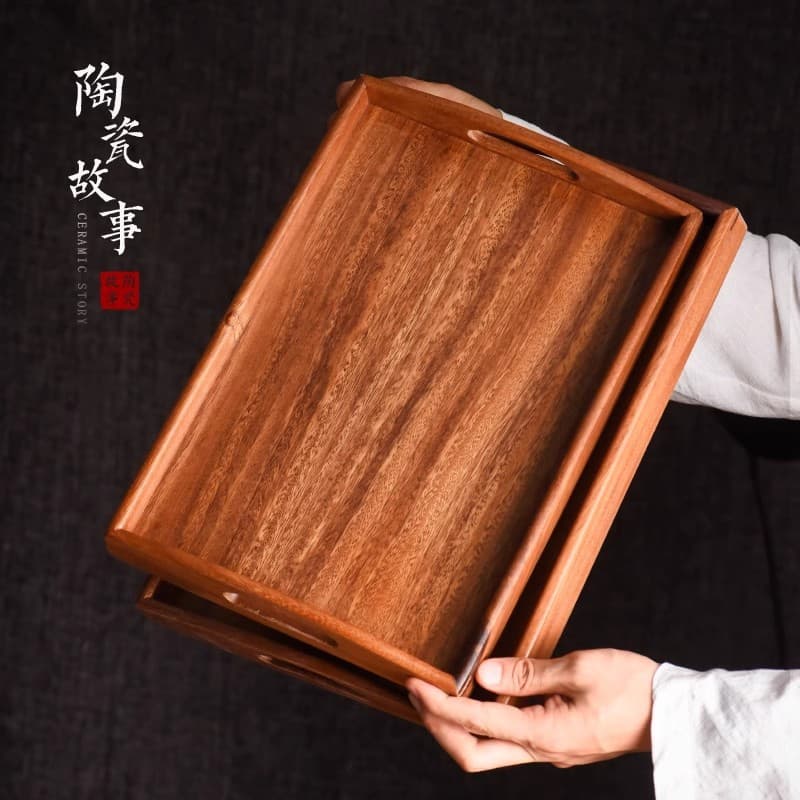 Walnut Wood Tray, Rectangular for Tea Sets and Fruit, Home Use Tea Cup Holder, Nordic-style Wooden Plate for Storage