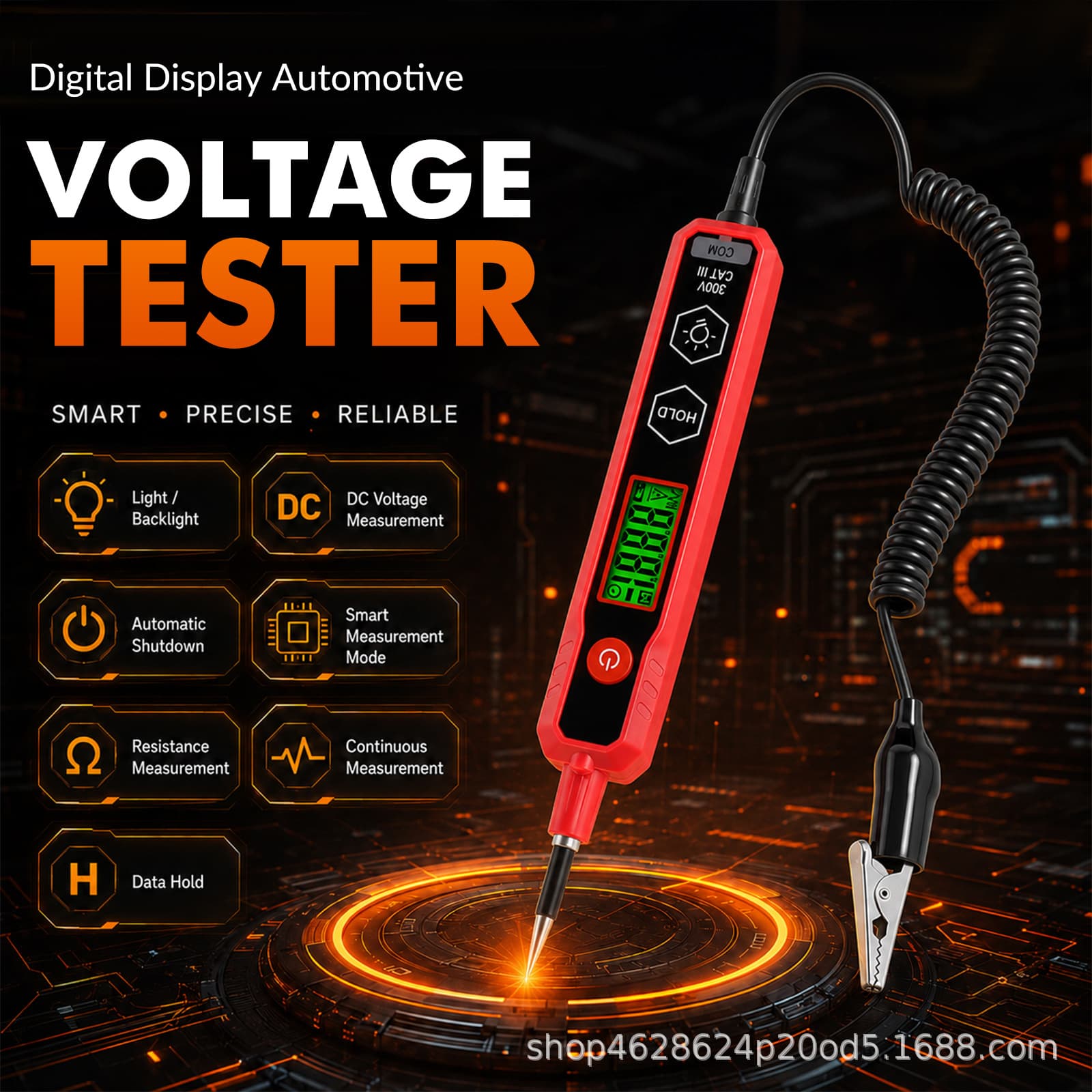 HT1886B Digital Display Automotive Circuit Tester Pen Mini Digital Multimeter Multifunctional Car Repair Electrician Test Light Pen