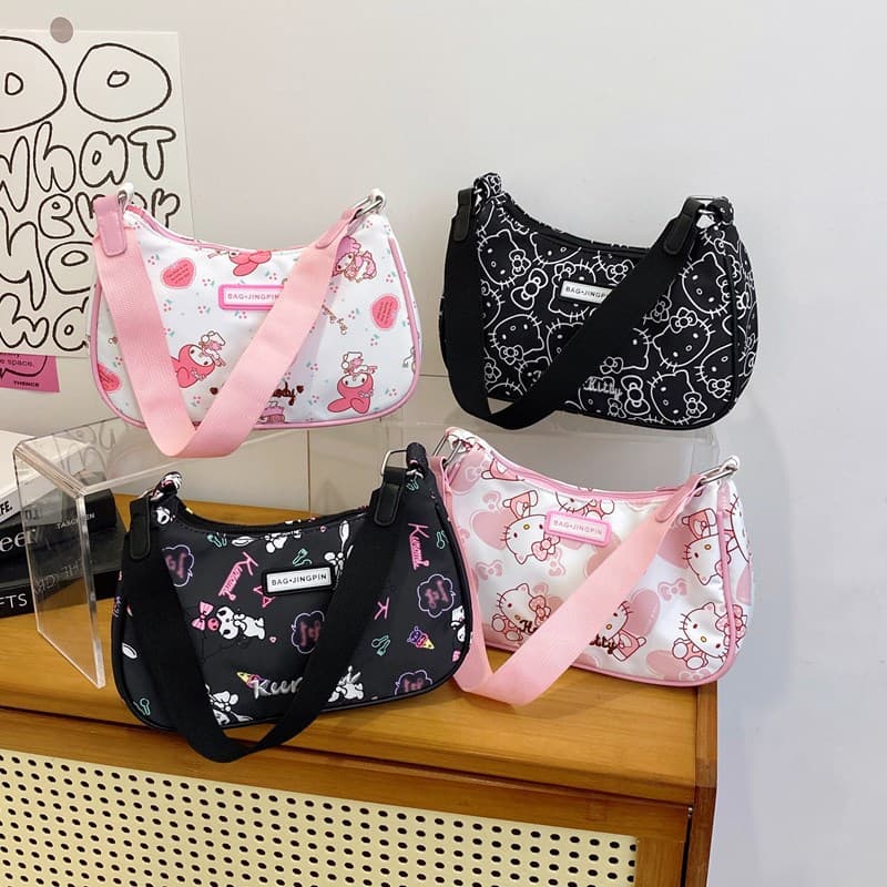 New Cute Pink Backpack for Girls, Underarm Handbag, Women's Shoulder Bag, Crossbody Bag, Niche Cartoon Handbag