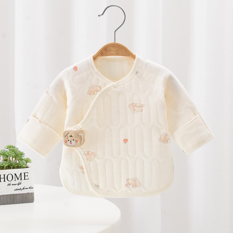 Quick-return baby half-back blouse, warm quilted newborn top, pure cotton Class A, spring, autumn and winter, 0-3 year old baby monk uniform