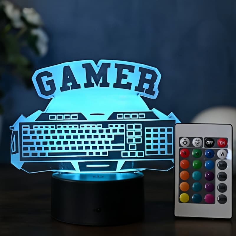 Cross-border Creative Gaming Atmosphere Desk Lamp Game Controller 3D Night Light GAMER Decorative LED 7-Color Light
