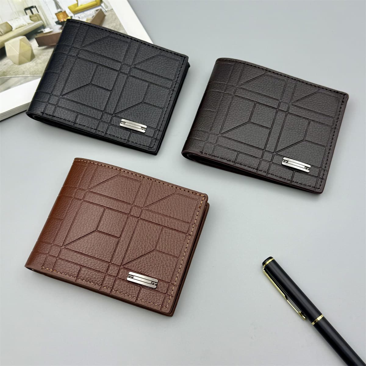 New Cross-Border Men's Wallet Premium Large Capacity Ultra-Light Fashion Leather Wallet Amazon Hot Seller In Stock Factory Direct