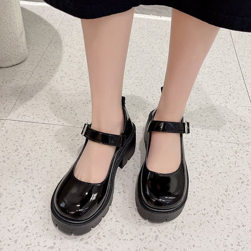 Cute JK Shoes Round Toe Lolita Thick Platform Heel College Style Pure Desire Pig Kidney Shoes Women Lo