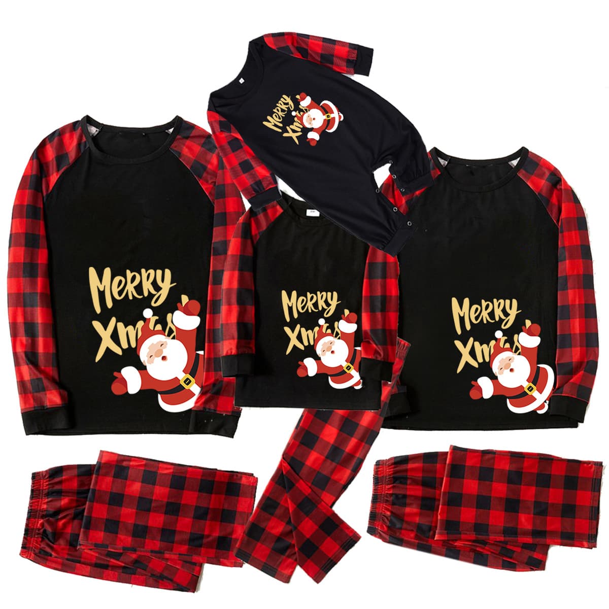Tianming Apparel Christmas Parent-Child Outfits, European and American Style Mother-Child Homewear, Long-Sleeved & Short-Sleeved Pajama Sets, Family Outfits, European and American Style