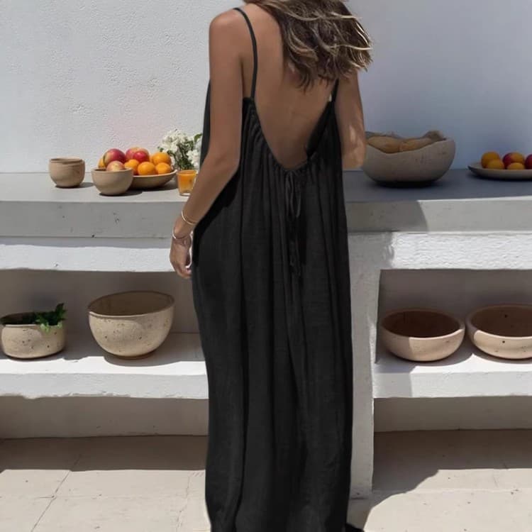 2026 Cross-border Amazon AliExpress New Women's Sleeveless Coat Backless Loose Loungewear Dress Spring Summer