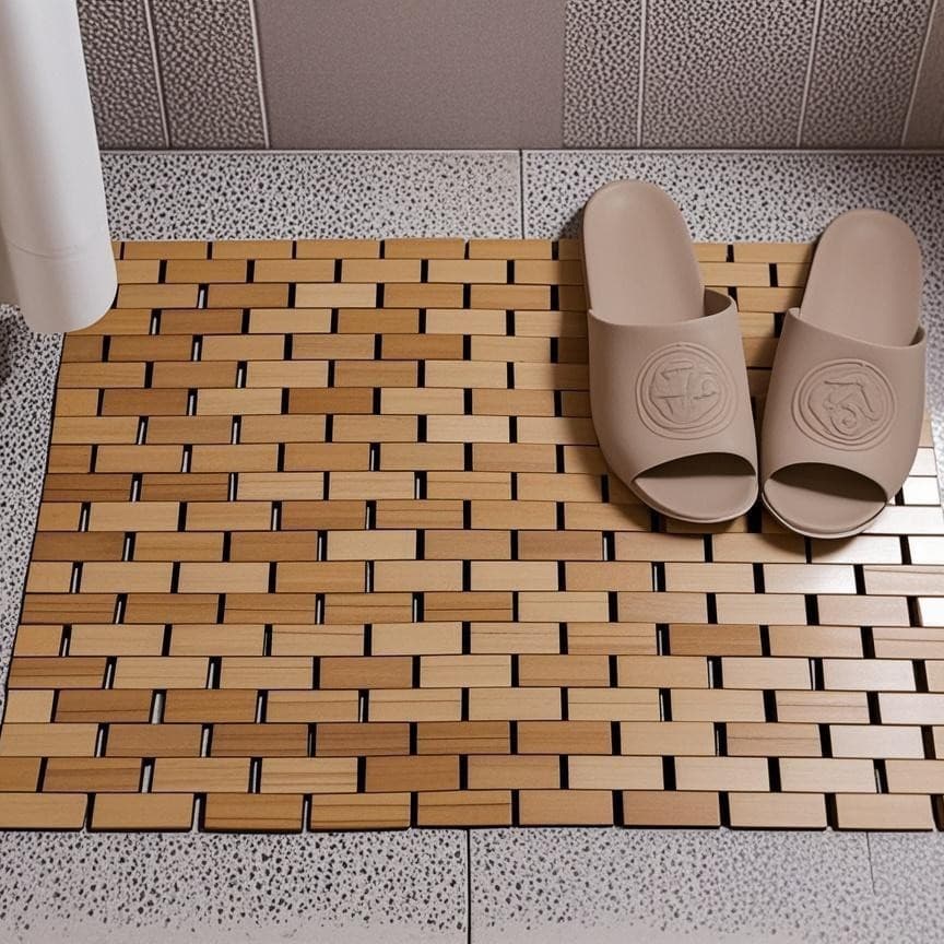 Bamboo Floor Mat Bathroom Floor Waterproof Mat Toilet Non-slip Bamboo Mat Living Room Door Mat Bamboo Bathroom Mat
