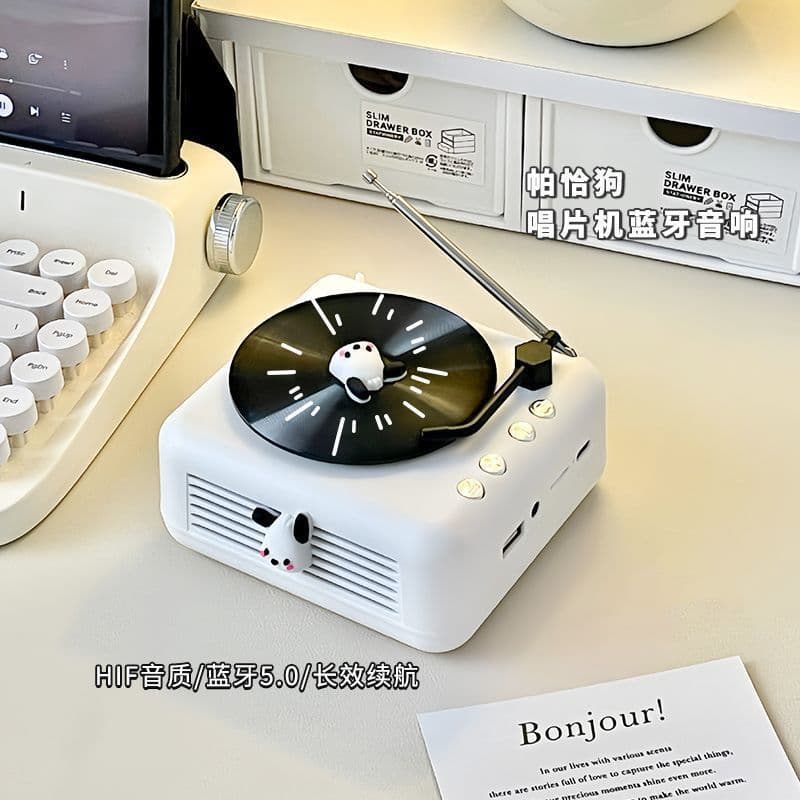 Retro Bluetooth Speaker Mini Vinyl Record Player Birthday Gift for Girlfriend Cute Decoration Portable Small CD Player