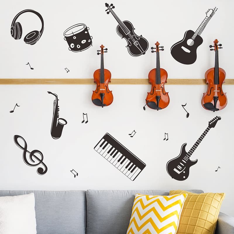Foreign Trade Artistic Music Guitar Electronic Keyboard Musical Notes Music Classroom Home Decor Wall Sticker Self-Adhesive Wholesale