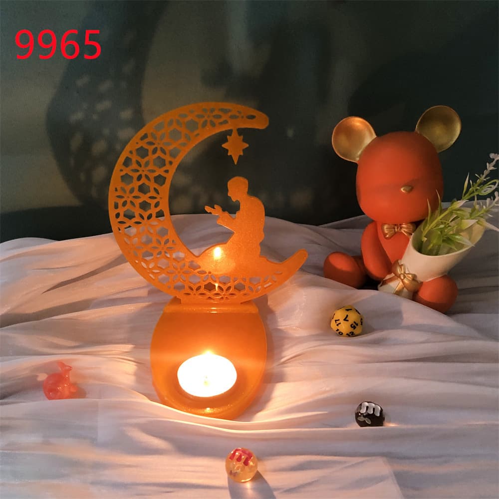 DIY Star Moon Plaster Candle Holder Desktop Decoration Crystal Resin Mold Star Moon Letter Candle Plaster Mold