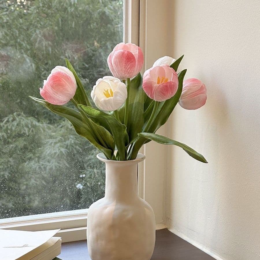 Artificial Tulip Flower Arrangement in Vase, High-End Living Room Decoration, Table Centerpiece, Home Decor, Dropshipping Available