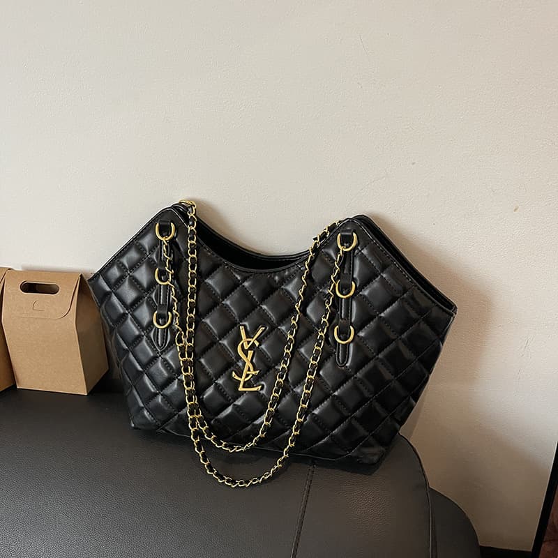 Saint Laurent quilted chain tote bag for women 2026 new large capacity premium shoulder underarm bag