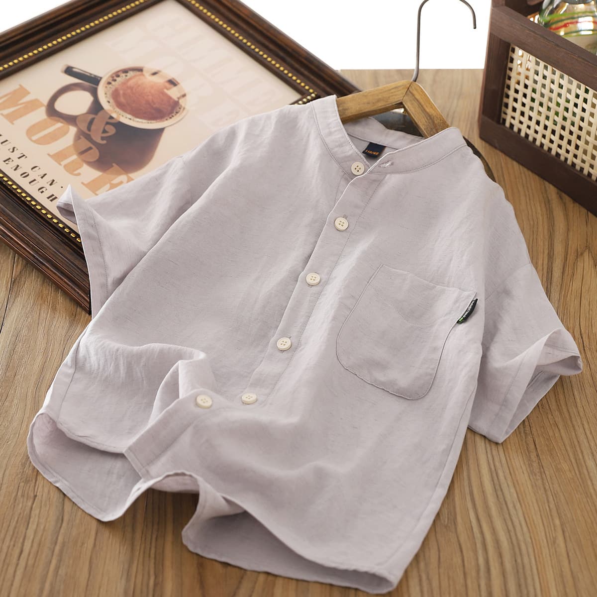 Children's short-sleeved shirts Tencel Lyocell linen boys and girls summer new old money style casual tops big children's shirts