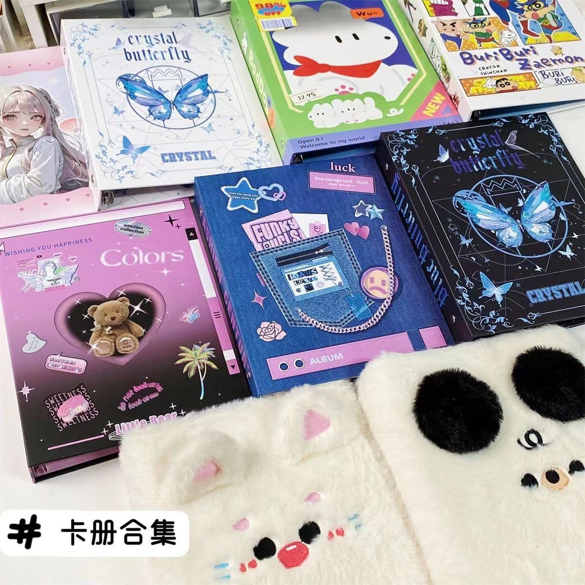 Original Card Binder Set, Premium Star Card Collection for Girls, 4-Grid 6-Hole Photo Album, Small Card Loose-Leaf Storage Book